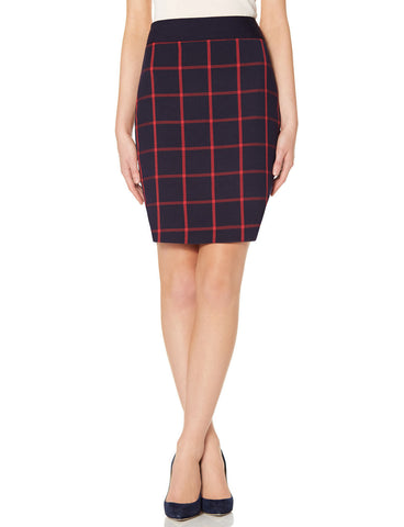 Check Front Pencil Skirt